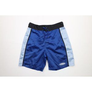 Vintage 90s Pepsi Co Medium Spell Out Color Block Board Shorts Swim Trunks Blue